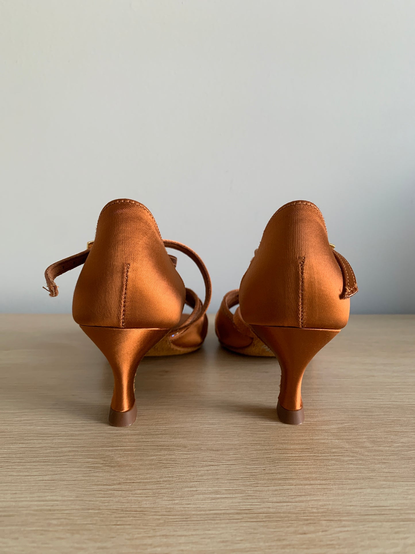 Mia XG - Tan Satin - Size 4.5 - Narrow (XG Soles)