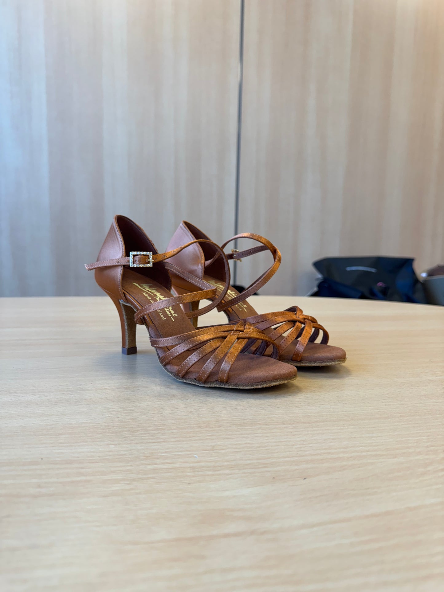 Flavia - Tan Satin - Size 4.5 - Regular