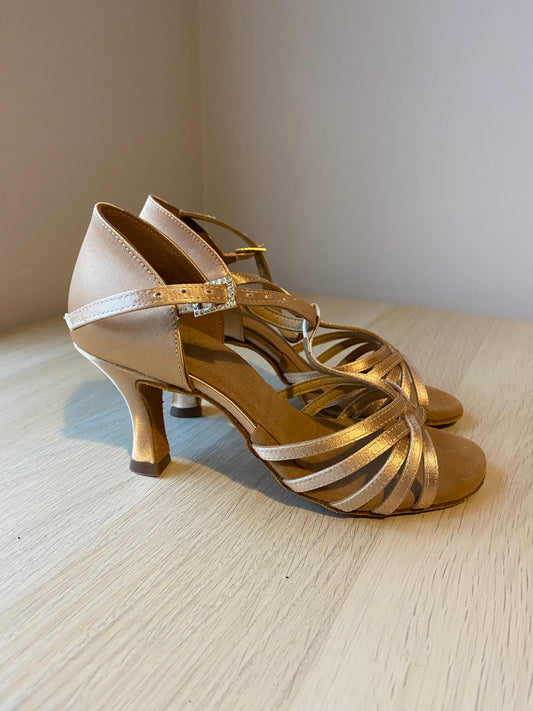 Bela - Peach Satin - Size 3.5 - Narrow