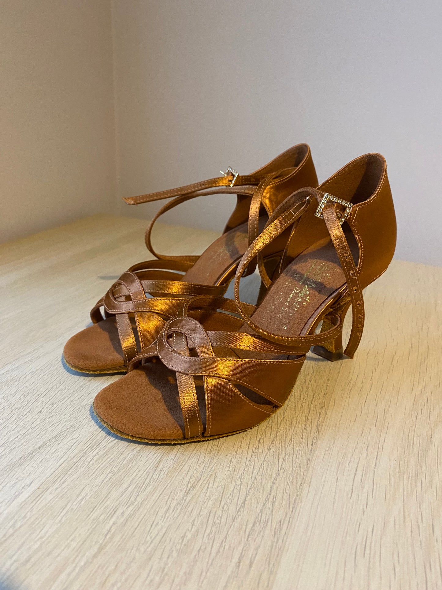 Mia - Tan Satin - Size 3 - Narrow