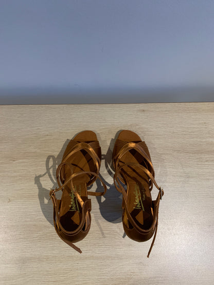 Katya - Tan Satin - Size 5.5 - Wide