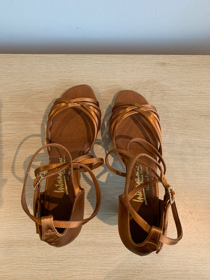 Emily - Tan Satin - Size 8 - Regular