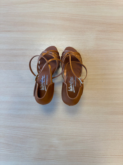 Flavia - Tan Satin - Size 3.5 - Regular