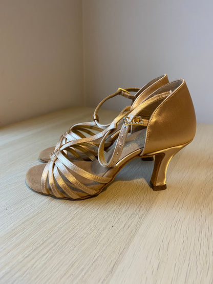 Bela - Peach Satin - Size 3.5 - Narrow