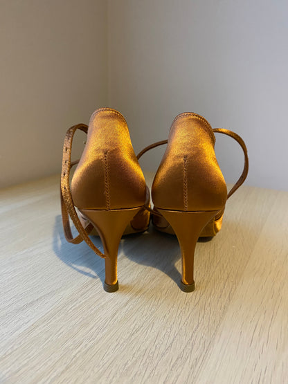 Mia - Tan Satin - Size 3 - X Wide