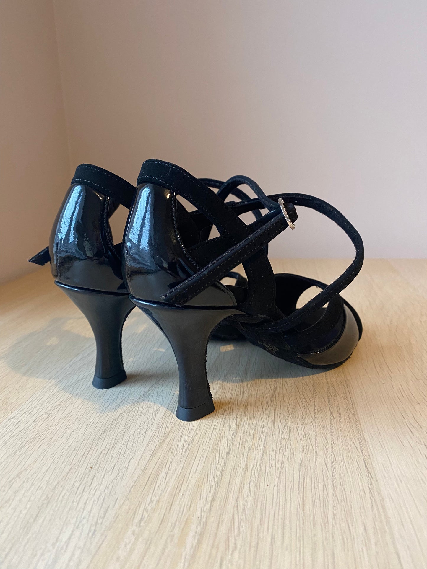 Bianca - Black Nubuck/Black Patent (Size 4)