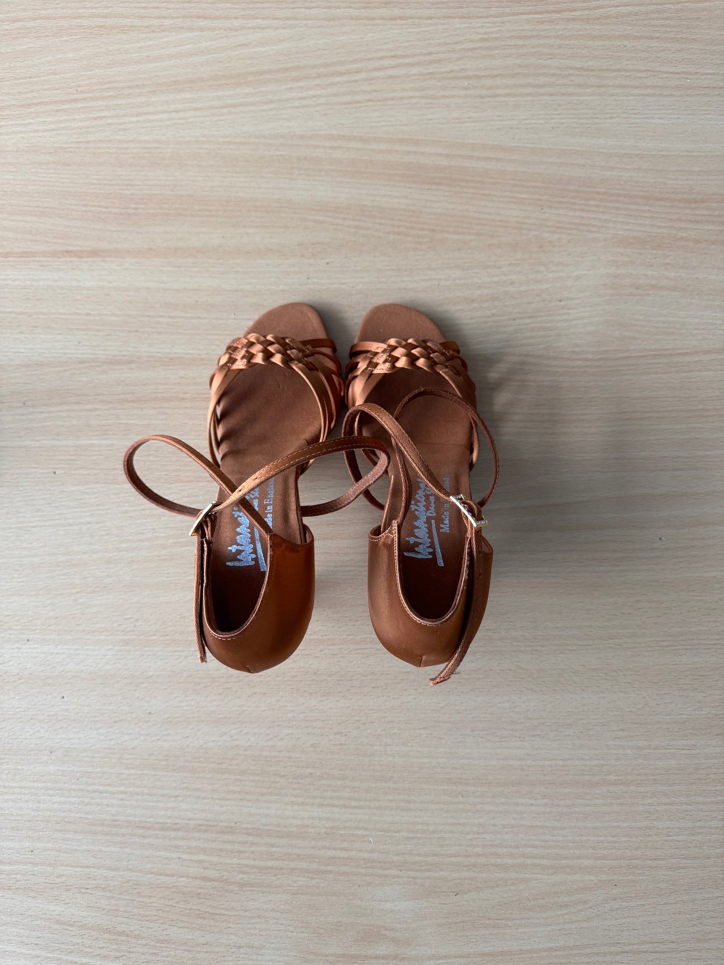 Elena - Tan Satin - Size 4.5 - Narrow (Vegan)
