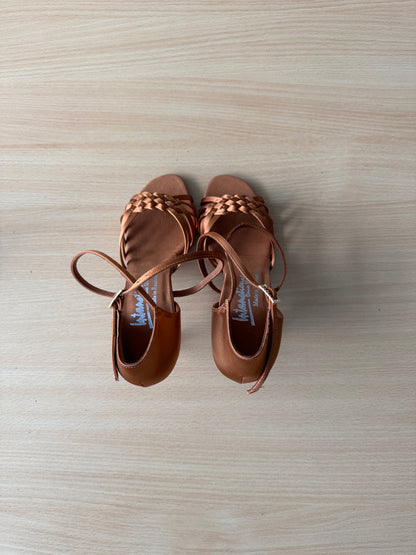 Elena - Tan Satin - Size 4.5 - Narrow (Vegan)