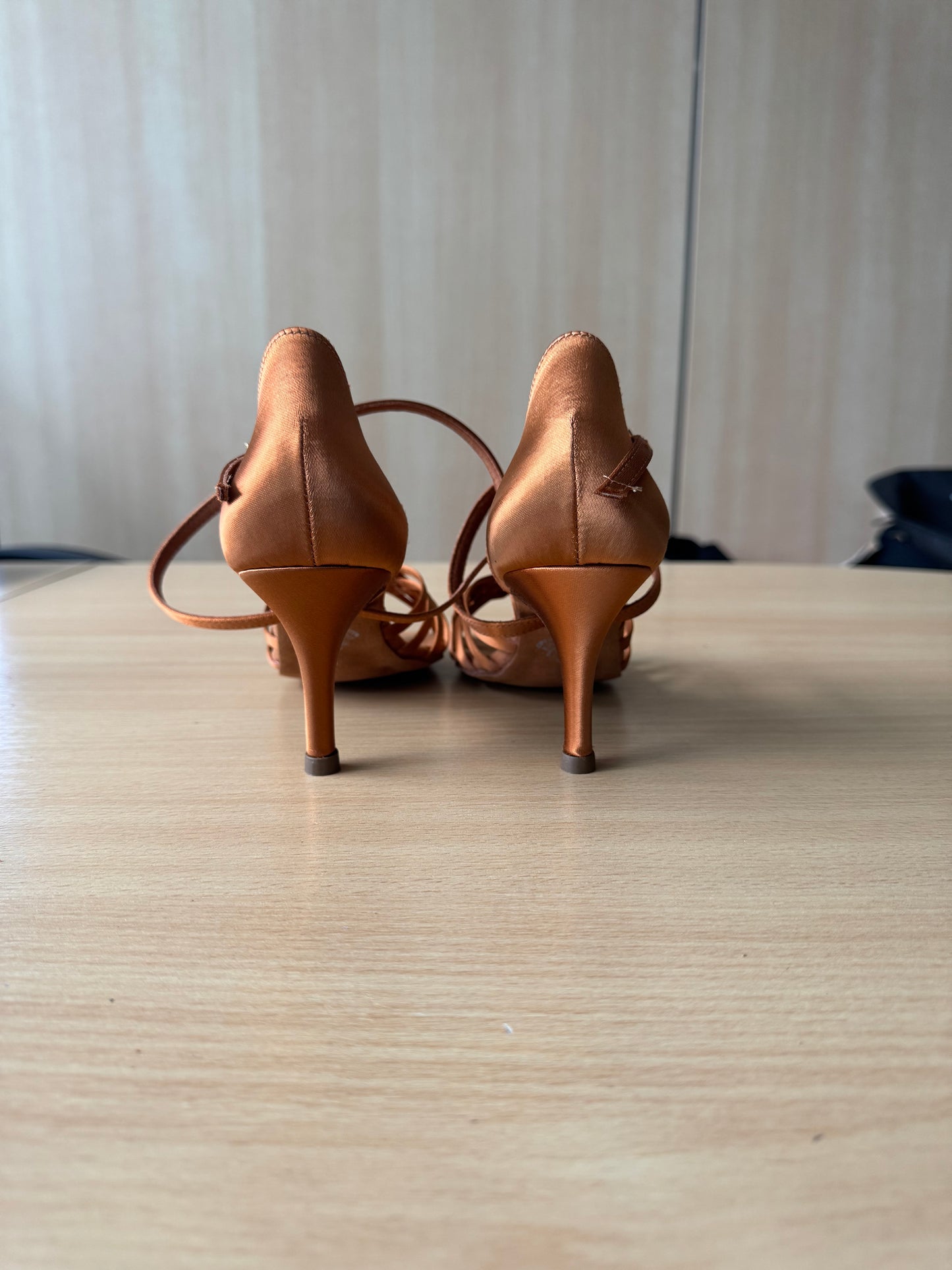 Elena - Tan Satin - Size 4.5 - Narrow (Vegan)