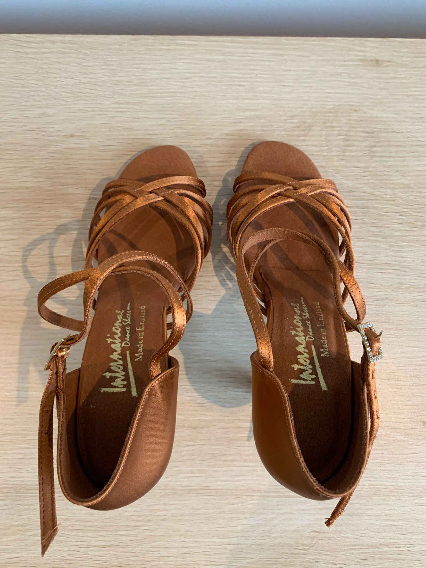Flavia - Tan Satin - Size 4.5 - Regular