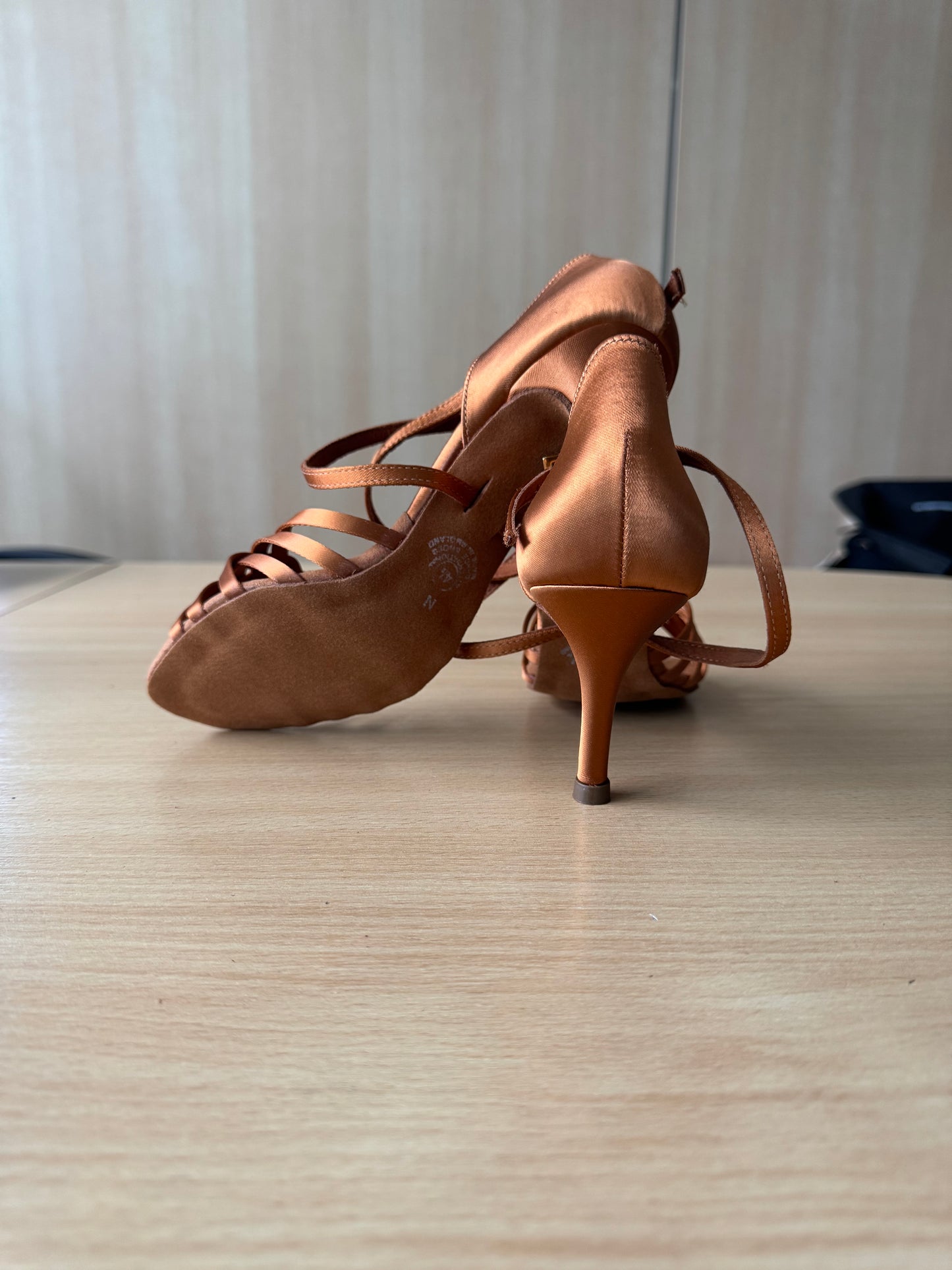 Elena - Tan Satin - Size 4.5 - Narrow (Vegan)