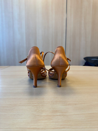 Flavia - Tan Satin - Size 4.5 - Regular