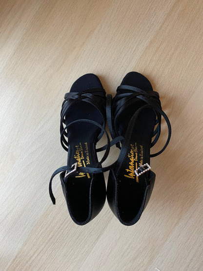 Flavia - Black Satin - Size 3.5 - Wide