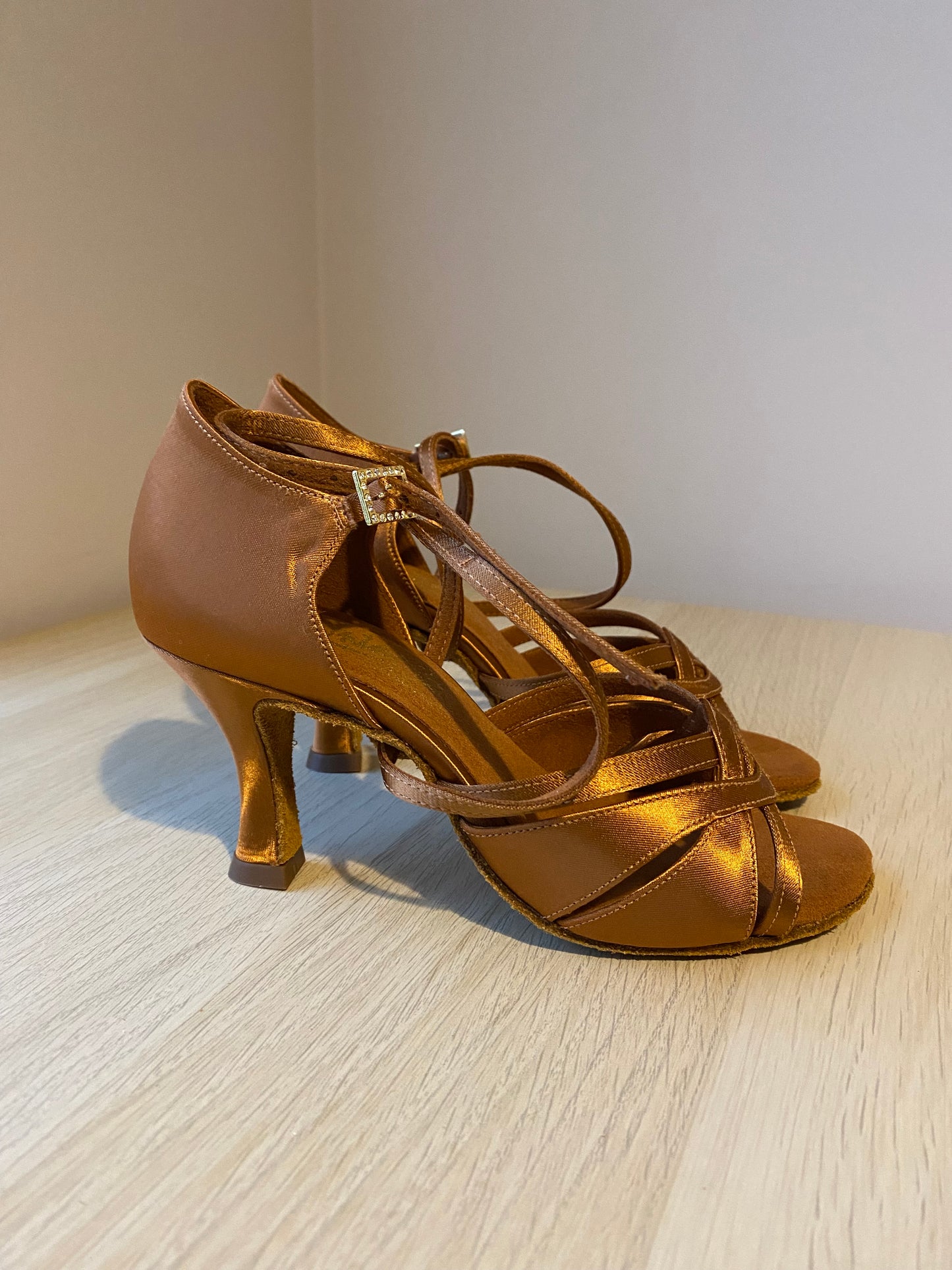 Mia - Tan Satin - Size 3 - Narrow