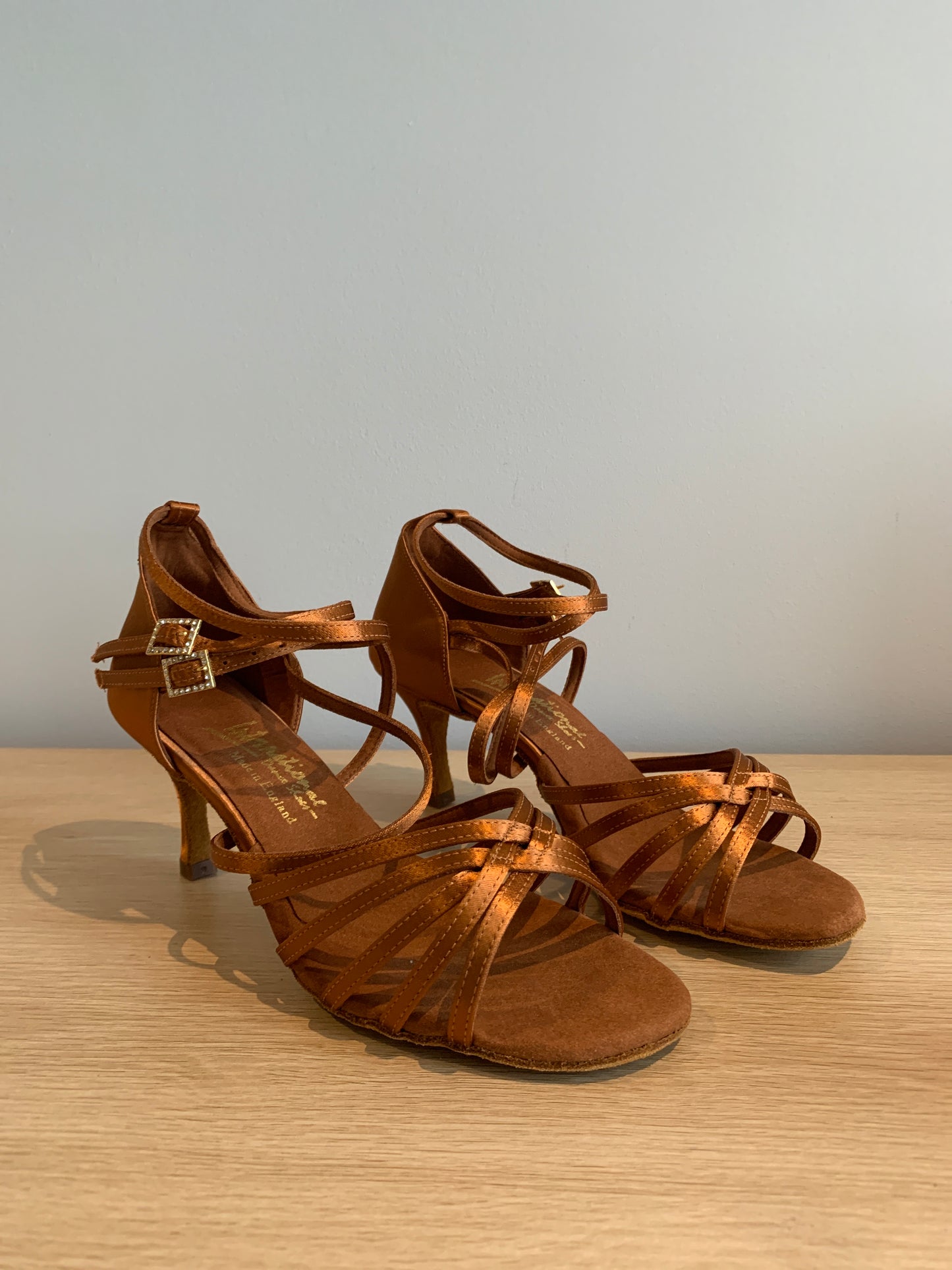 Emily - Tan Satin - Size 8 - Regular
