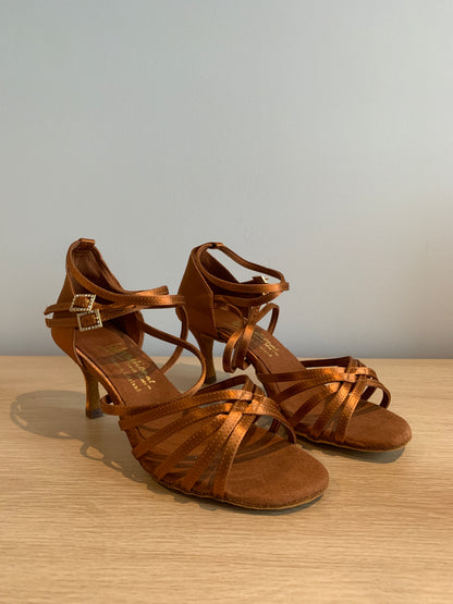 Emily - Tan Satin - Size 8 - Regular