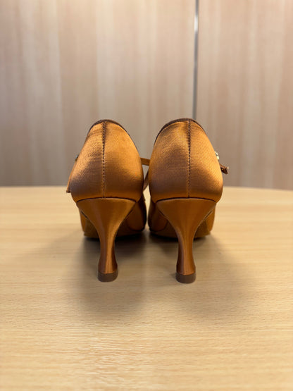 ICS Superstar SingleStrap - Tan Satin - Size 4 - Wide