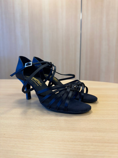 Flavia - Black Satin (Size 7W)