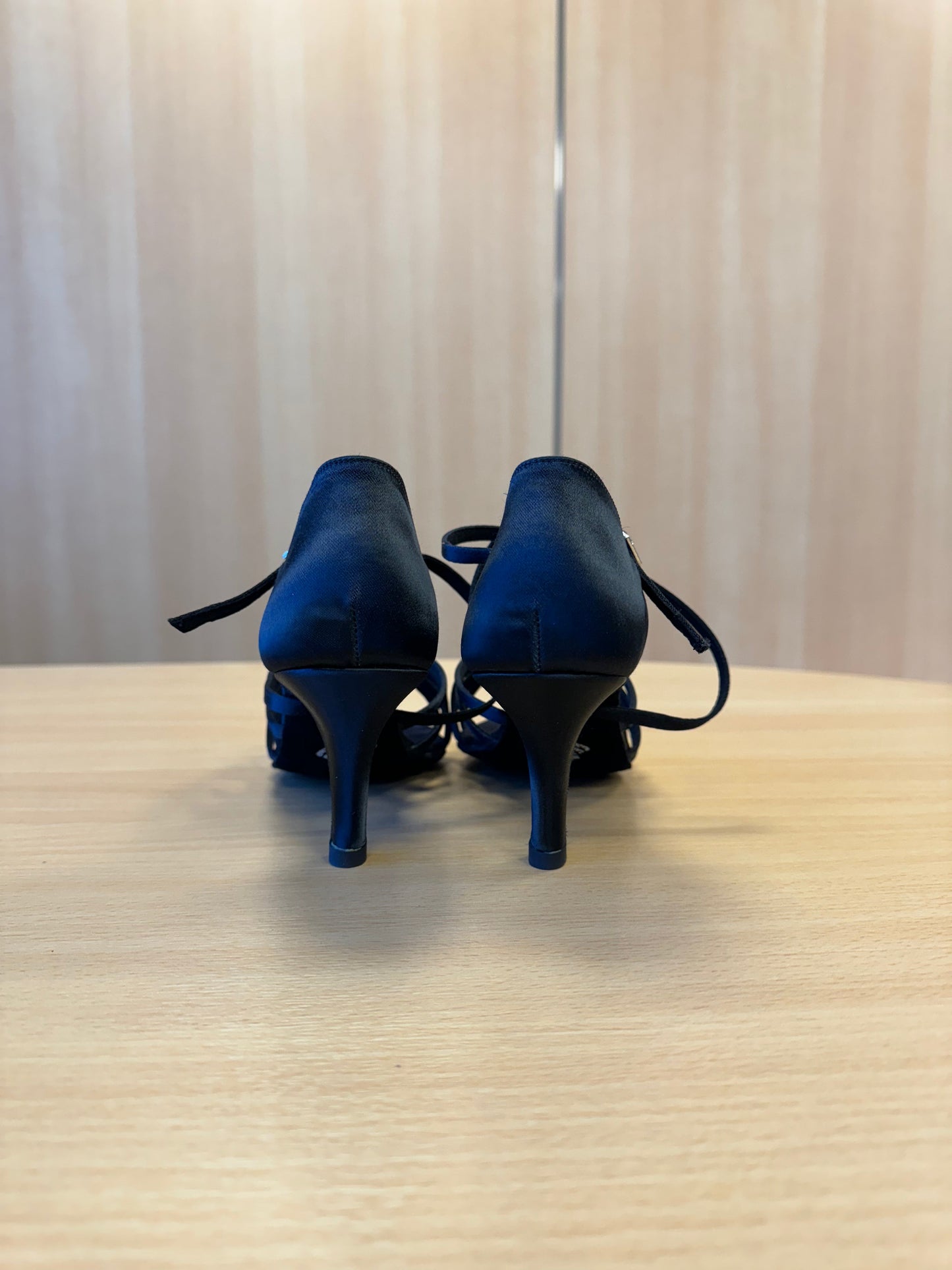 Flavia - Black Satin (Size 7W)