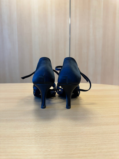 Flavia - Black Satin (Size 7W)