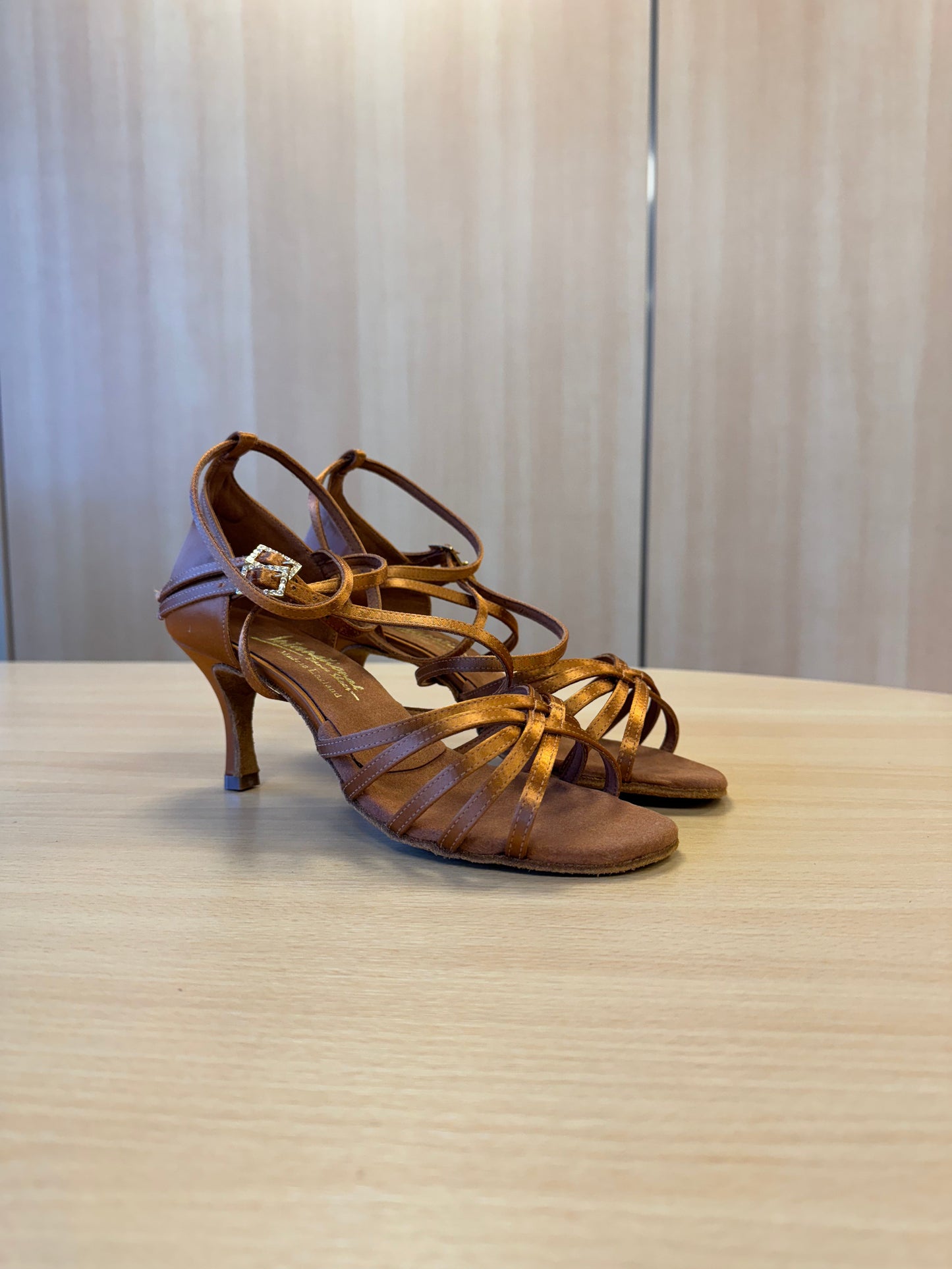 Emily - Tan Satin (Size 7W)