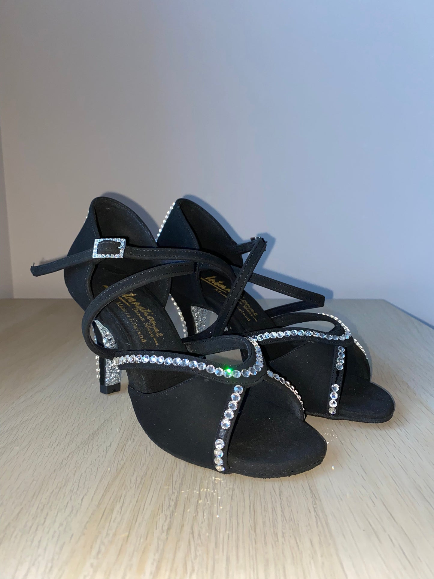 Bianca Crystal - Black Nubuck - Silver Glitter Soles (Size 5W)