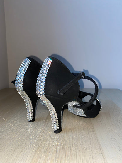 Bianca Crystal - Black Nubuck - Silver Glitter Soles (Size 5W)