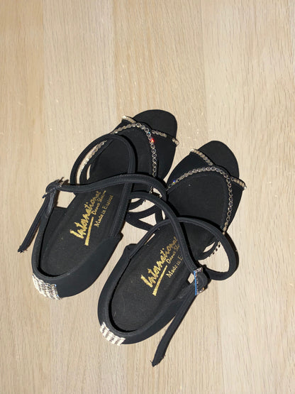 Bianca Crystal - Black Nubuck - Silver Glitter Soles (Size 5W)