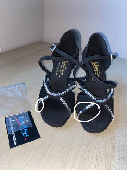 Bianca Crystal - Black Nubuck - Silver Glitter Soles (Size 5W)