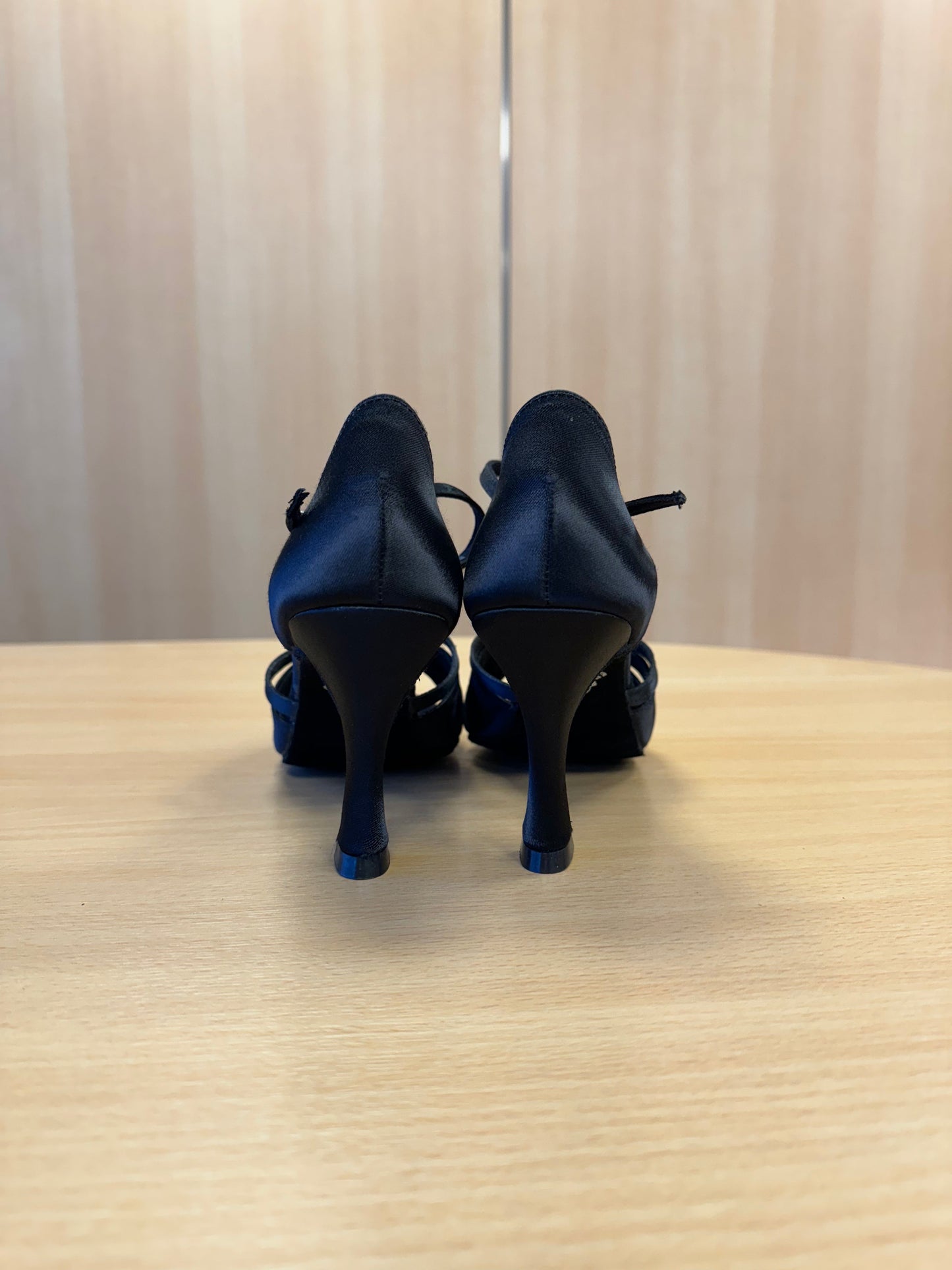 Mia T-Bar - Black Satin (Size 6)