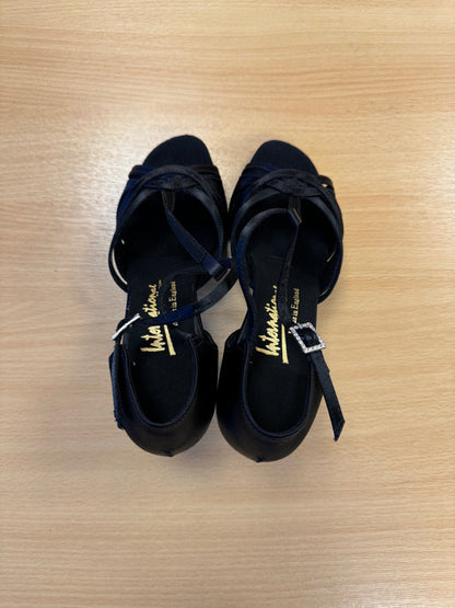 Mia T-Bar - Black Satin (Size 6)