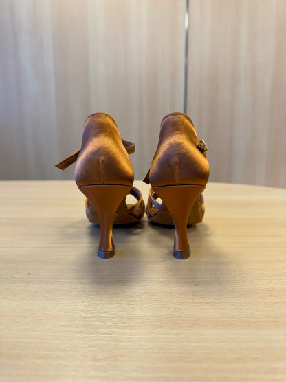 Melissa T-Bar - Tan Satin (Size 2)