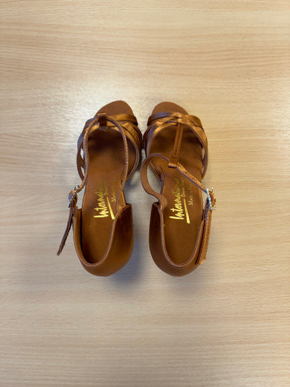 Melissa T-Bar - Tan Satin (Size 2)