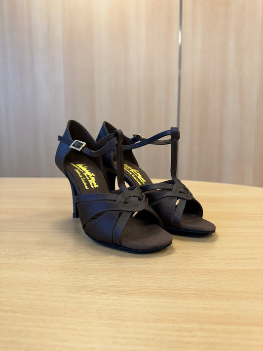 Mia T-Bar - Espresso Satin (Size 4)
