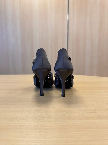 Mia T-Bar - Espresso Satin (Size 4)