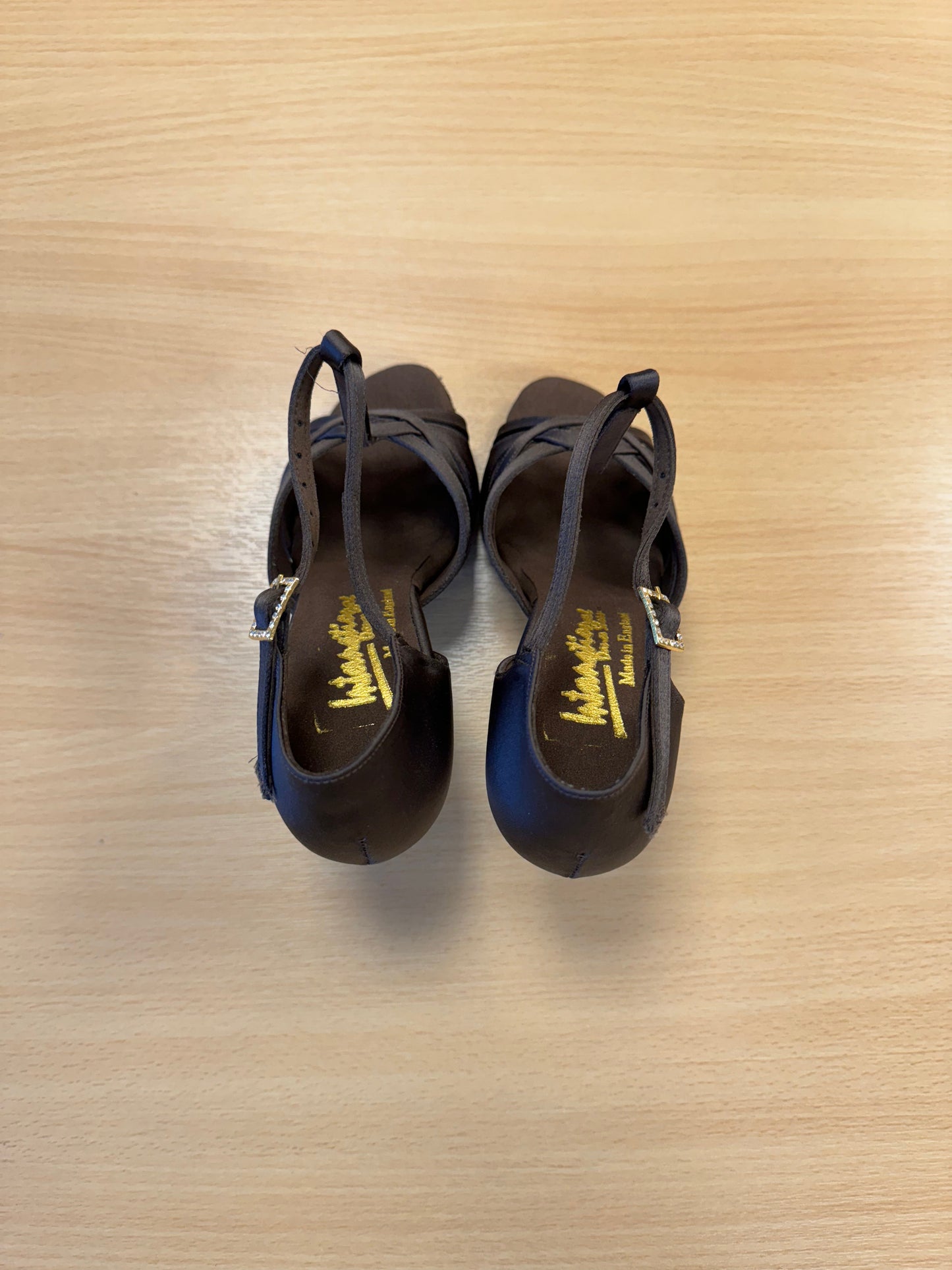 Mia T-Bar - Espresso Satin (Size 4)