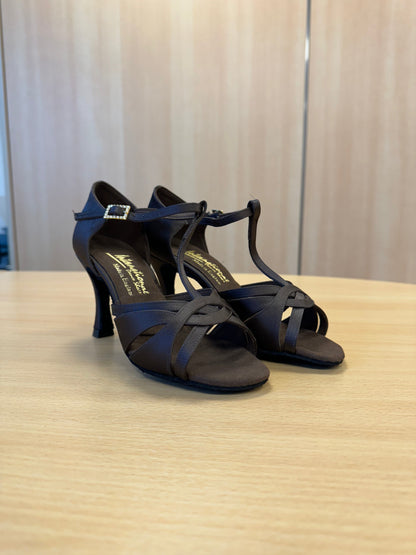 Mia T-Bar - Espresso Satin (Size 4.5W)