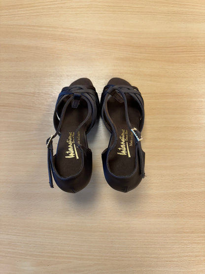 Mia T-Bar - Espresso Satin (Size 4.5W)