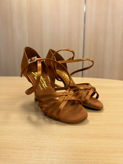 Flavia - Tan Satin (Size 2)