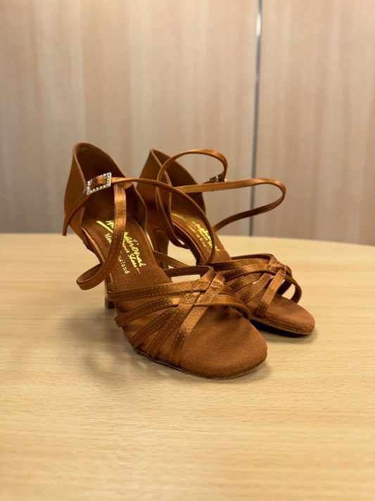 Flavia - Tan Satin (Size 2)