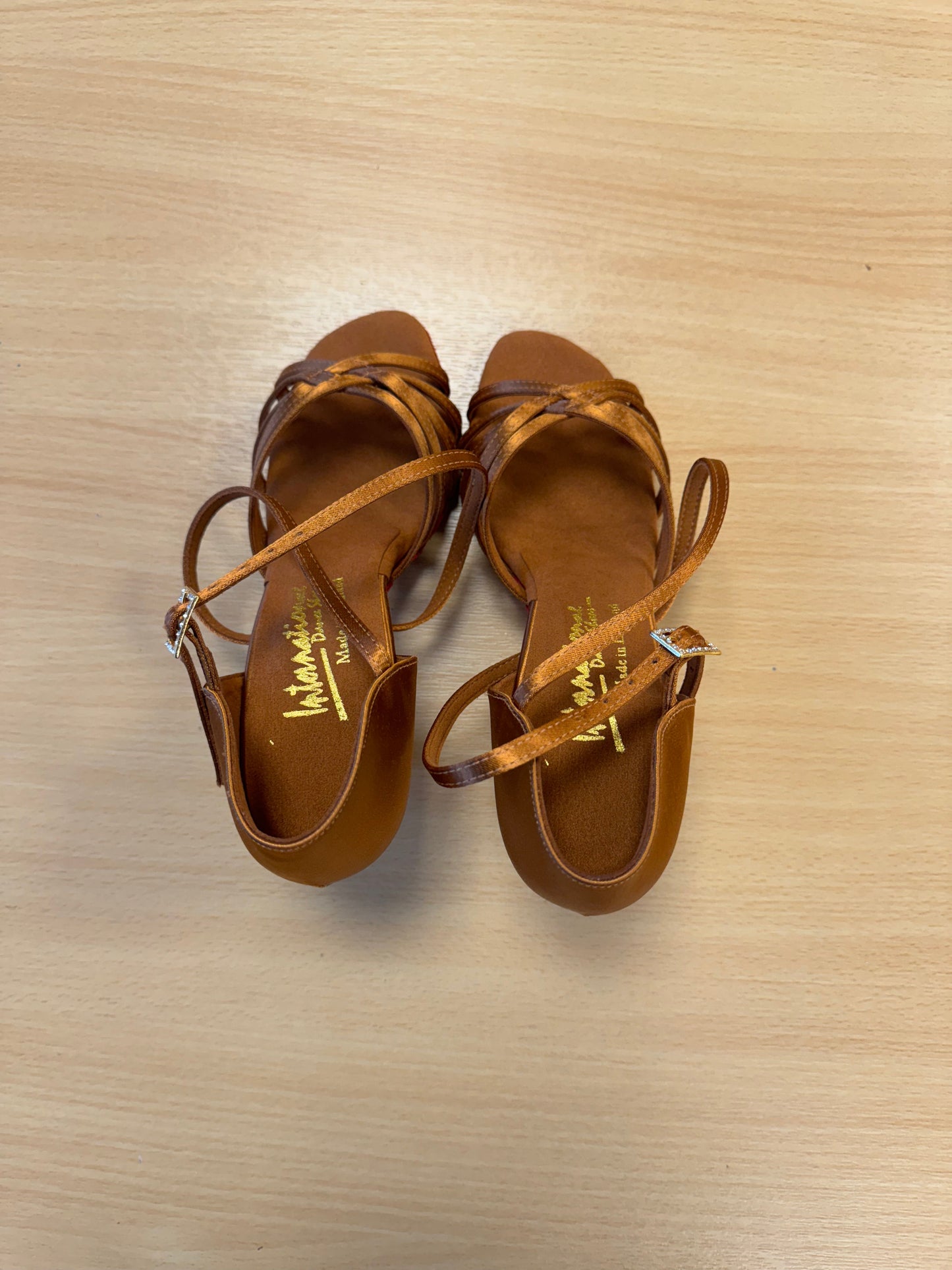 Flavia  - Tan Satin - Red Soles (Size 4N)