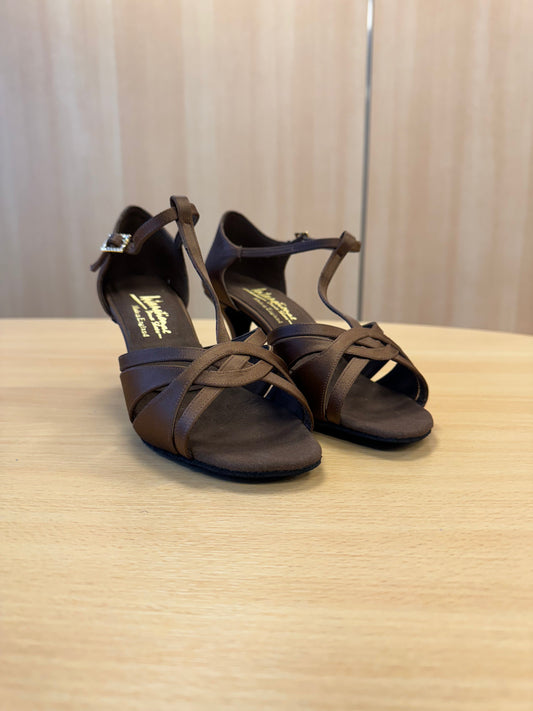 Mia T-Bar - Cocoa Satin (Size 7.5)