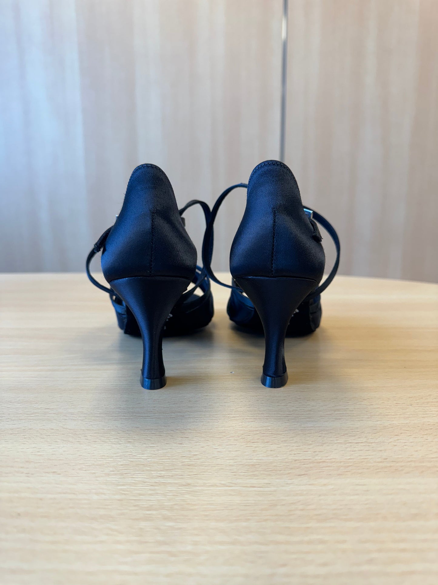 Mia - Black Satin (Size 7XW)