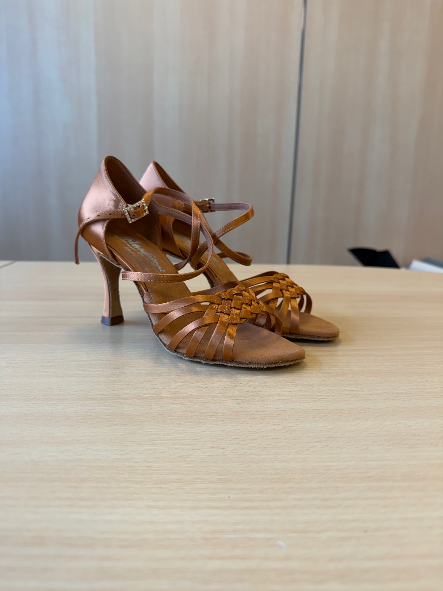 Elena - Tan Satin - Size 5 - Narrow
