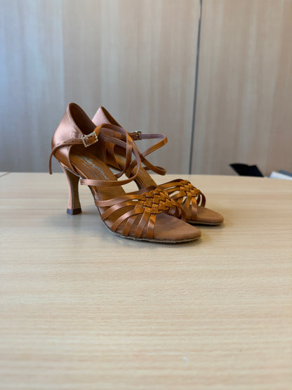 Elena - Tan Satin - Size 5 - Narrow