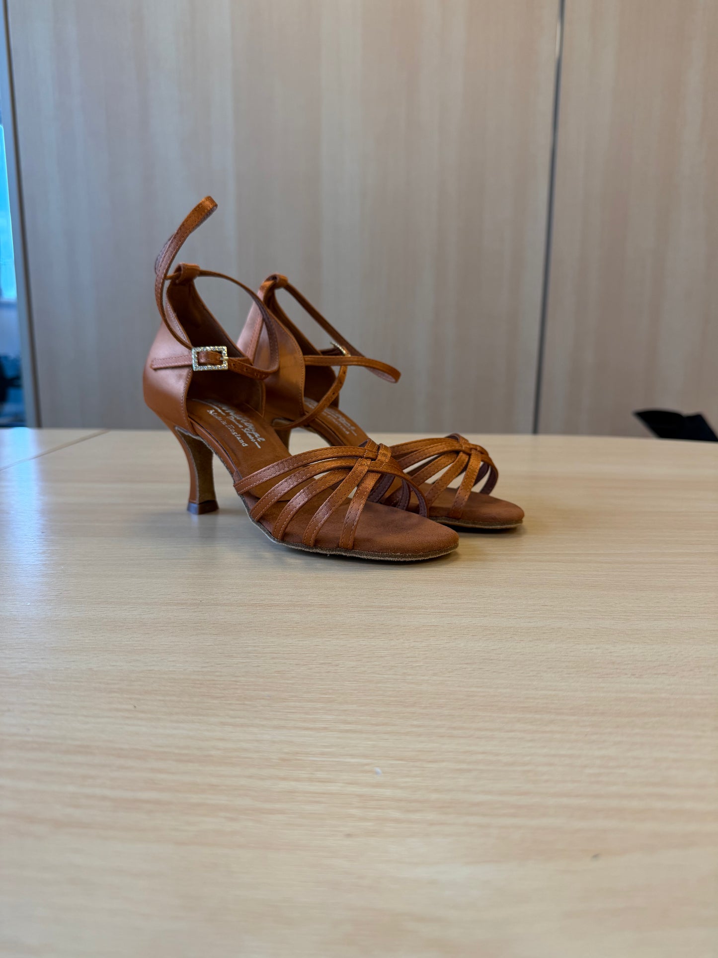 Tanya - Tan Satin - Size 4.5 - Wide