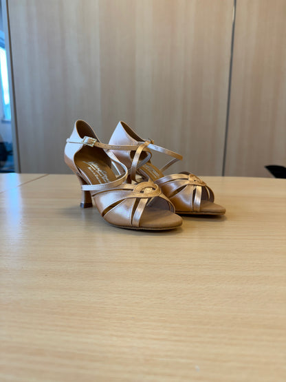 Mia - Peach Satin - Size 4 - Wide