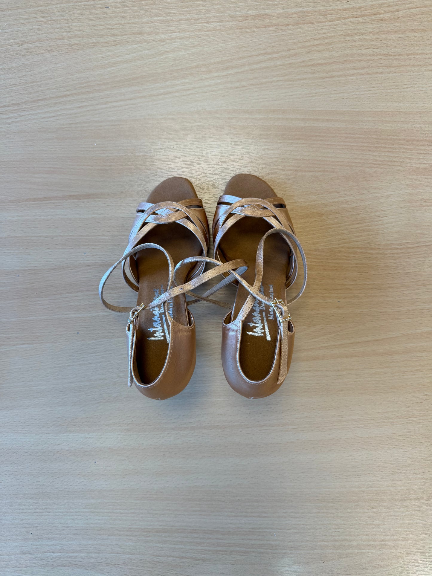 Mia - Peach Satin - Size 4 - Wide