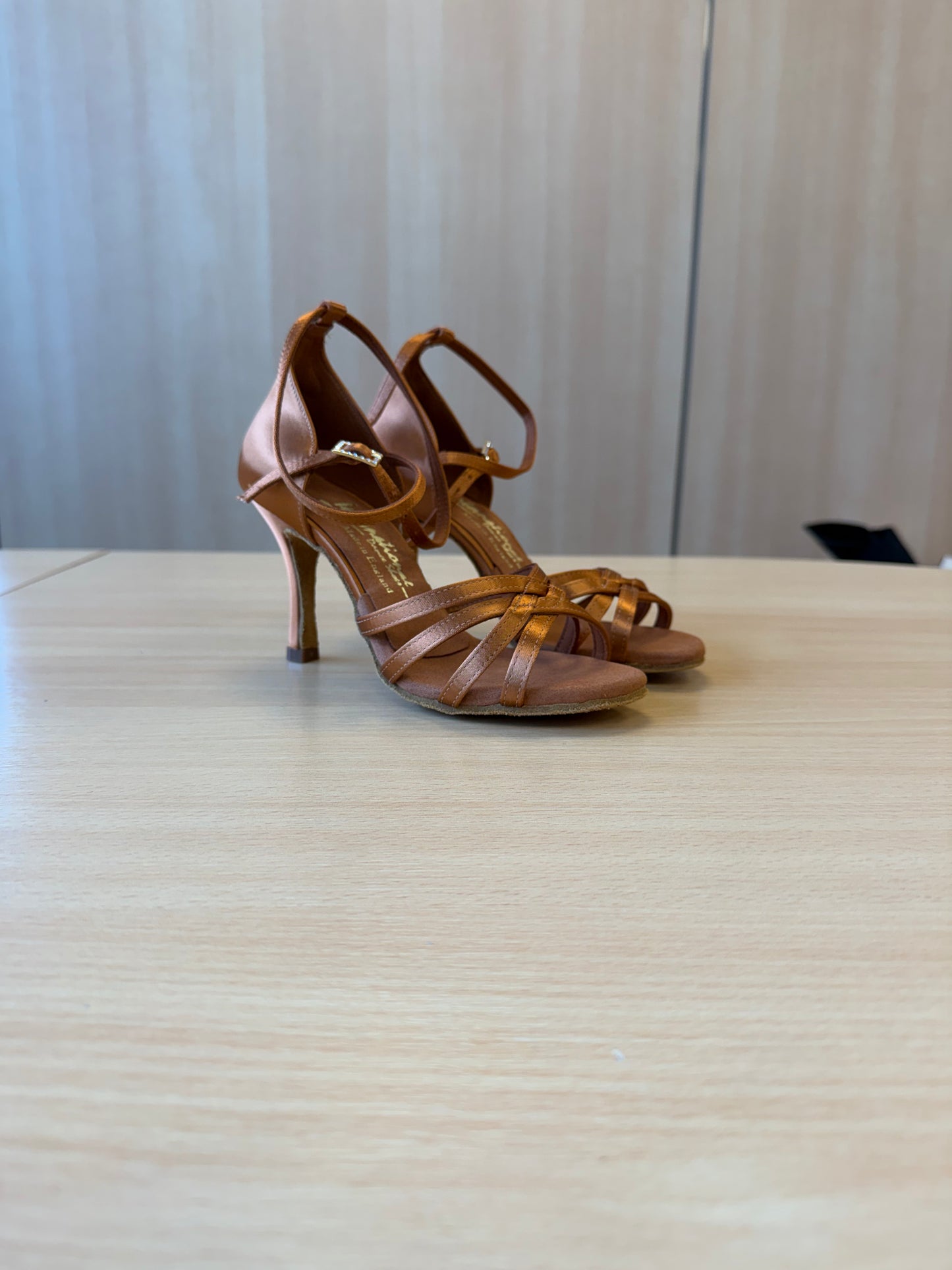 Melissa - Tan Satin - Size 4 - Narrow