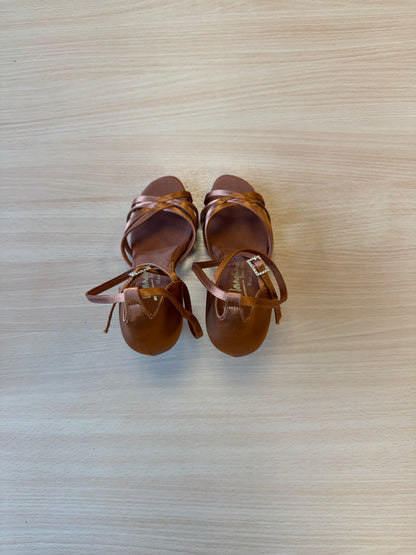 Melissa - Tan Satin - Size 4 - Narrow